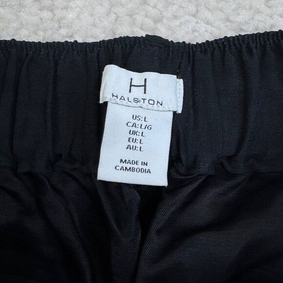 H By Halston Black Linen Wide Leg Crop Pants Large NEW - Picture 4 of 9